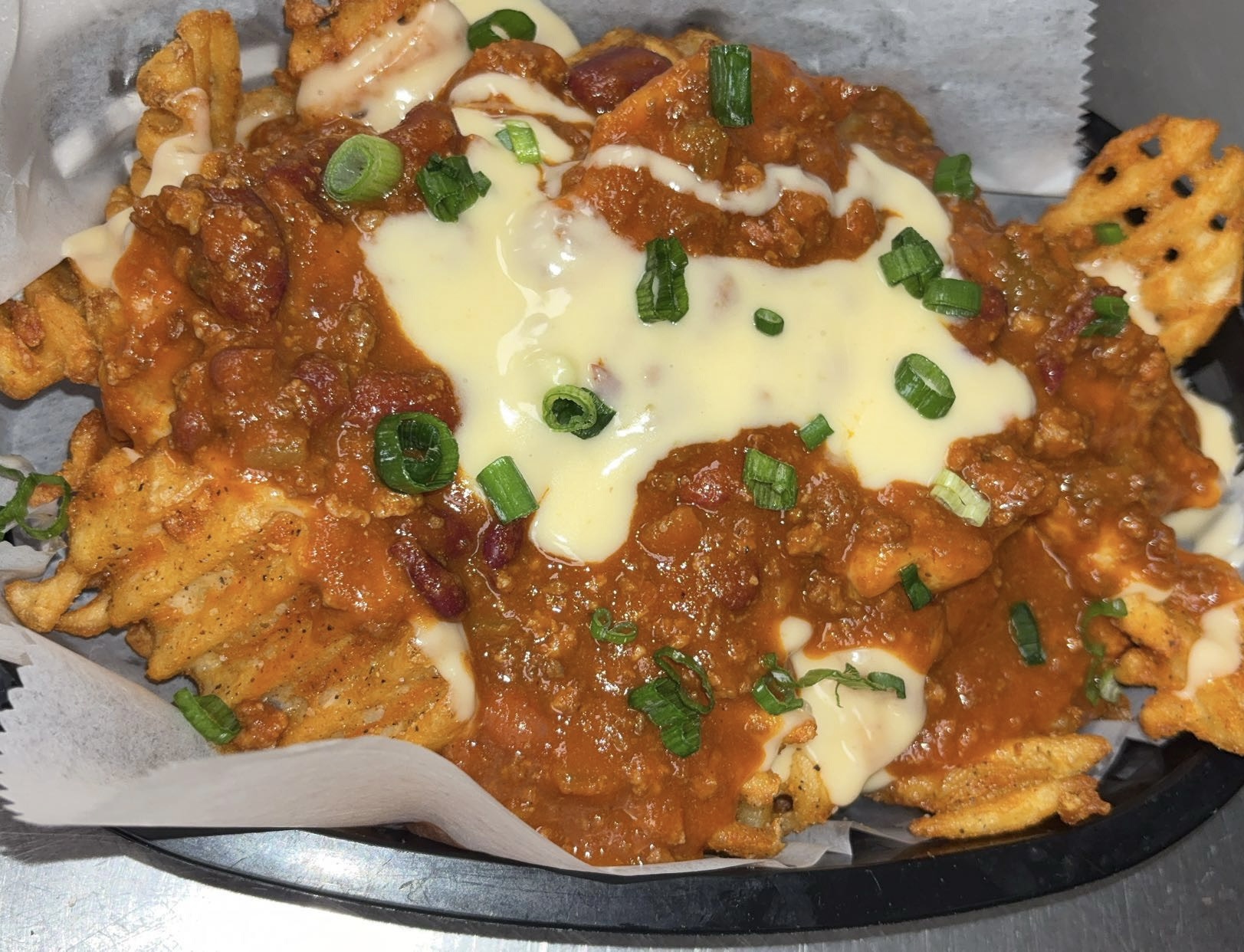 Chili Cheese Waffle Fries